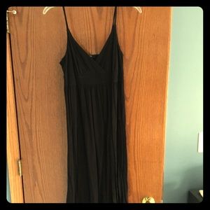 Black spaghetti strap midi sundress day dress